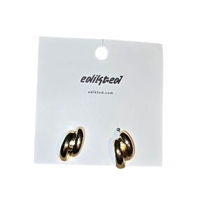 Edikted Shiny Gold Double Hoop Earrings